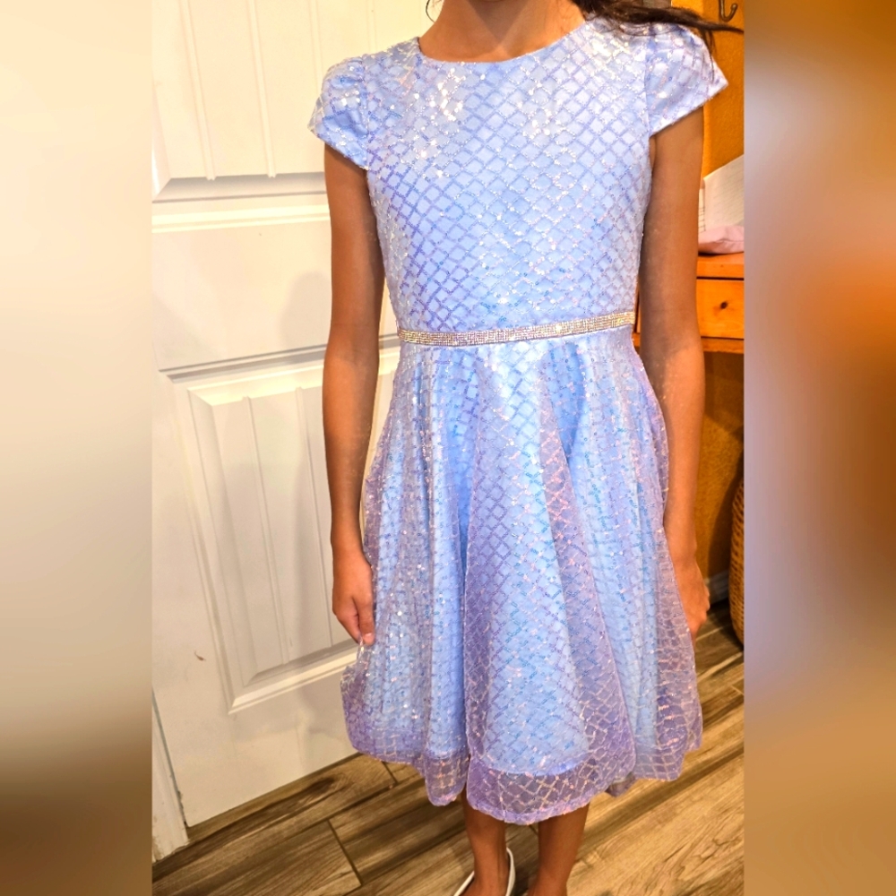 Rare Editions White Fit and Flare Puff Sleeve Dress